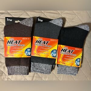 Men's Heat Thermal Socks - 3 Pairs - Brown, Black, Gray